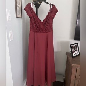 Cinnamon / rust maxi bridesmaid dress